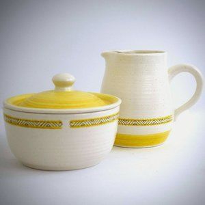 Franciscan Pottery Creamer Sugar Bowl Set Hacienda Gold Earthenware Vtg Yellow